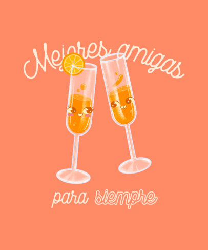 T-Shirt Design Maker Featuring a BFF Theme With Two Cartoonish Drinks 