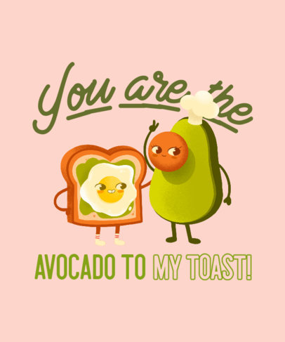 Cartoonish-Themed T-Shirt Design Generator Featuring an Avocado and a Toast for BFF Day