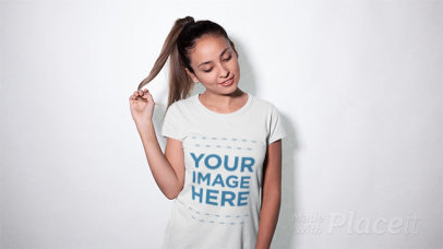 Pretty Woman Under a Moving Light Using a T-Shirt Stop Motion