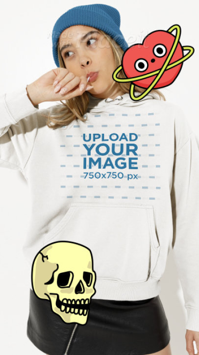 Hoodie Video Featuring a Woman with a Lollipop Surrounded by Animated Stickers