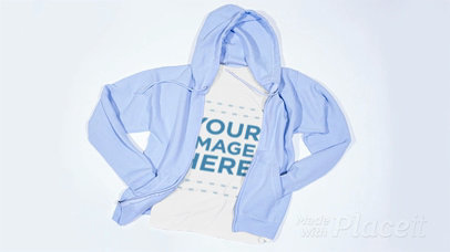 Stop Motion of a Round Neck Tee With a Hoodie Moving On It