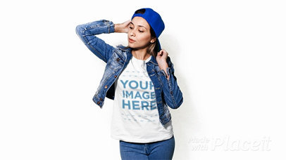 Trendy Woman Showing her T-Shirt Stop Motion