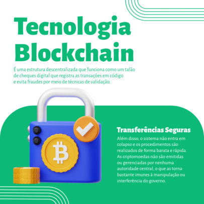 Instagram Post Template with Information About Safe Blockchain Transactions 5123c-el1