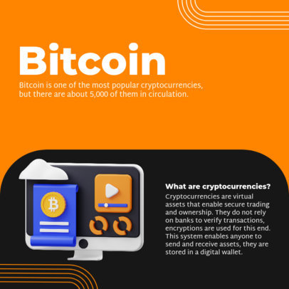 Instagram Post Template Featuring Informative Text on Bitcoin 5123f-el1