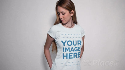 Pretty Woman Wearing a Tshirt in Stop Motion With Moving Shadow