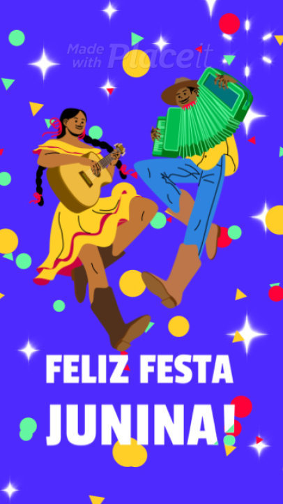 Illustrated Instagram Story Video Maker With Colorful Graphics and a Festa Junina Theme 