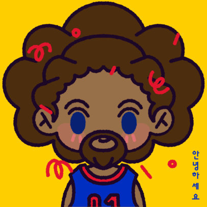 Cute Avatar Maker Featuring a Korean Character with a Beard 5106