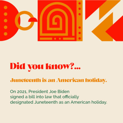 Instagram Post Creator Featuring History Facts About Juneteenth Holiday 4601f