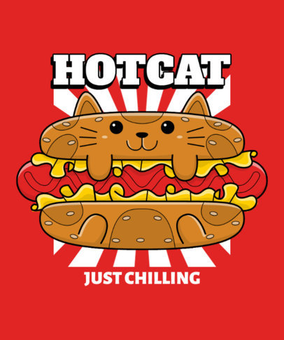 T-Shirt Design Maker Featuring a Hot-Dog-Shaped Cat Illustration