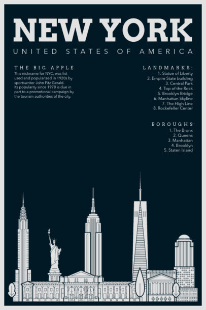 Poster Design Template with Illustrations of Iconic City Landscapes