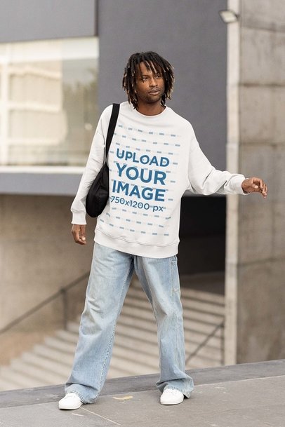 Oversized Sweatshirt Mockup Featuring a Serious Man