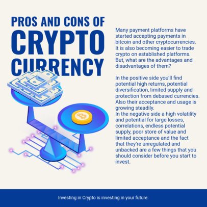 Instagram Post Generator with a Text About the Pros and Cons of Crypto 5121E-el1