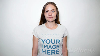 Stop Motion of a Woman Wearing a Round Neck Tee in a Studio