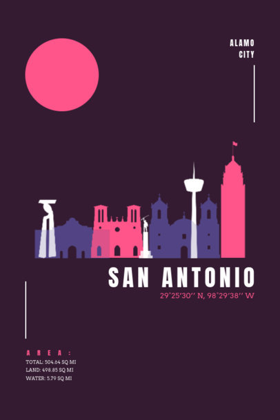 Poster Design Template Featuring San Antonio's Popular Landmarks