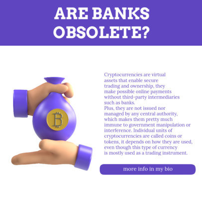 Instagram Post Creator Featuring a Short Text on Decentralized Money 5115c-el1