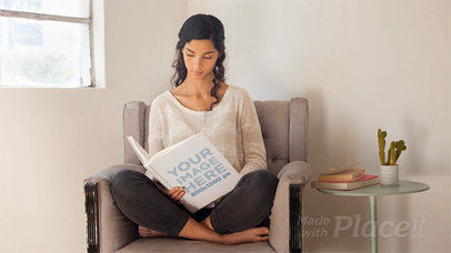 Pretty Woman Reading a Book While Sitting On Her Armchair in Stop Motion