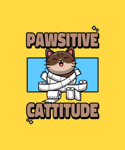 Funny T-Shirt Design Generator Featuring a Cute Cat Clipart and a Quote