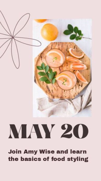Instagram Story Video Template for a Food Styling Course Featuring Minimal Graphics and Modern Fonts