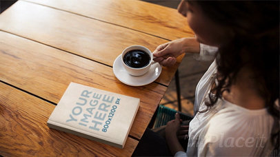 Ebook Stop Motion of a Woman Having A Coffee While Book Lying On Table