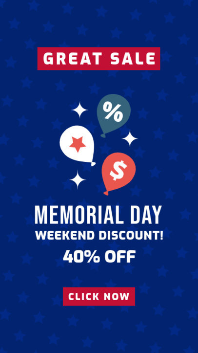 Facebook Story Template for Memorial Day Deals Featuring Balloon Graphics 4590e