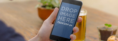 Space Gray iPhone 6 Mockup in Portrait Position At Lunchtime  Wide