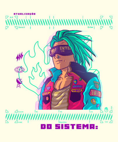 T-Shirt Design Creator Featuring a Metaverse-Inspired Aesthetic and a Futuristic Character