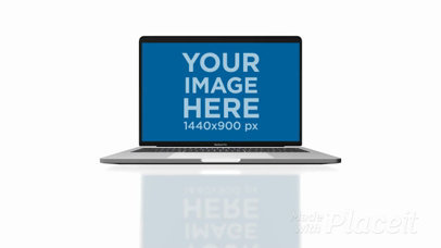 Zooming Video of a MacBook Pro Lying on a Reflecting Surface Against a White Background