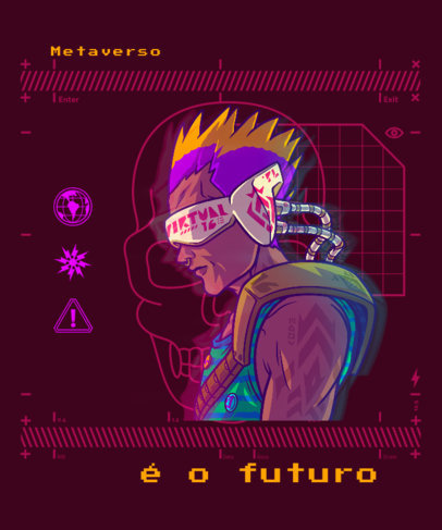 Illustrated T-Shirt Design Generator Featuring a Futuristic Character Inspired by the Metaverse 