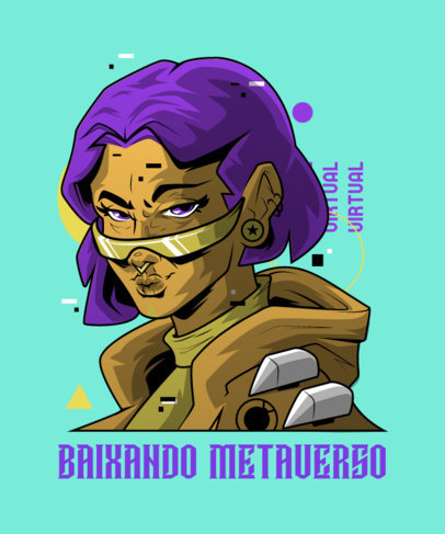 T-Shirt Design Generator Featuring an Anime Character Inspired by the Metaverse 5102c