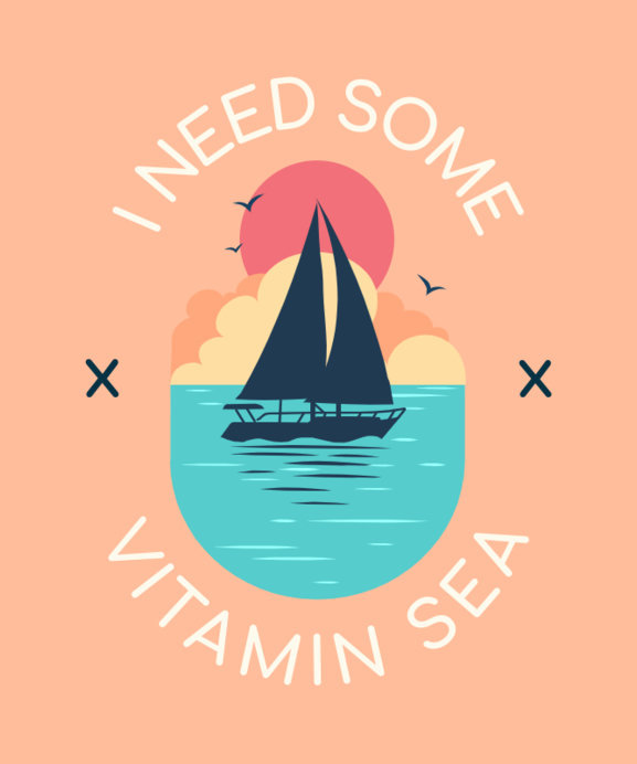 Summer-Themed T-Shirt Design Creator Featuring a Sailboat Illustration