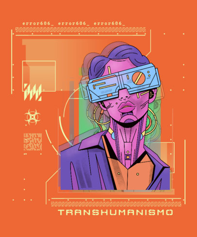 Trendy T-Shirt Design Template Featuring a Metaverse-Inspired Theme 5099c