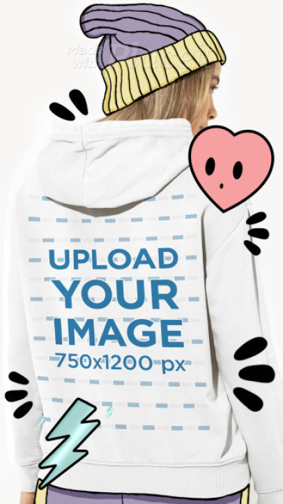 Hoodie Video Featuring Stickers and a Woman Wearing Illustrated Garments 