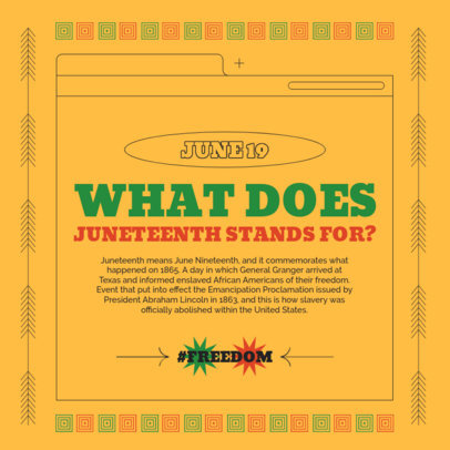 Instagram Post Creator Featuring Information on the Meaning of Juneteenth 5127b-el1