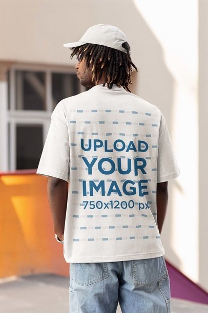 Back-View Mockup of a Man Wearing an Oversized T-Shirt