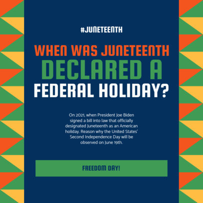Historical-Themed Instagram Post Maker with Information about Juneteenth 5128d-el1