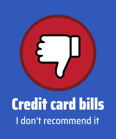 T-Shirt Design Template Featuring a Thumb-Down Graphic with a Bad Credit Card Review 4611a