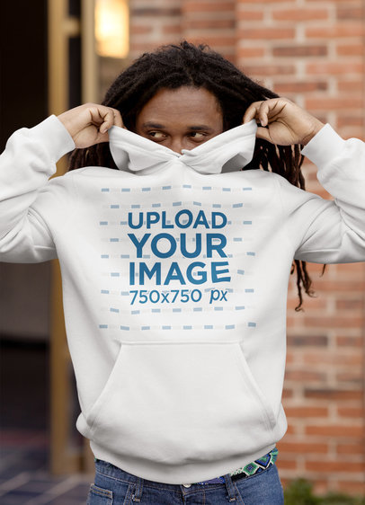 Hoodie Mockup of a Man Hiding His Face 