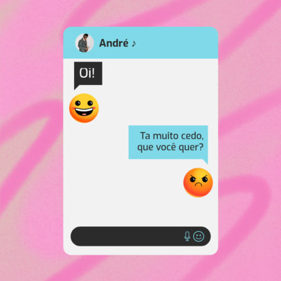 Fun Instagram Post Template with a WhatsApp-Inspired Chat Conversation in Portuguese