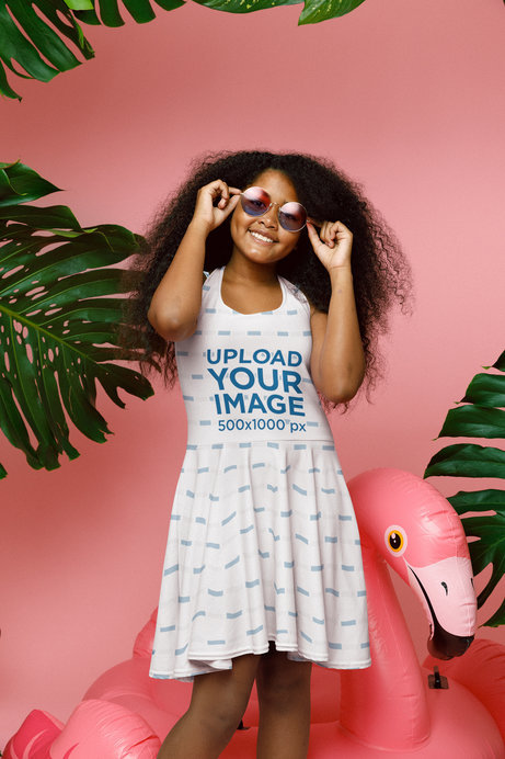 Skater Dress Mockup Featuring a Happy Girl