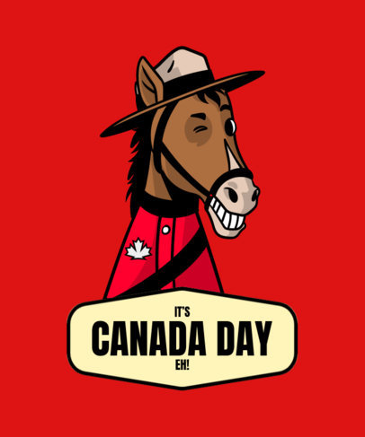 T-Shirt Design Template Featuring Illustrated Animal Cartoons for Canada Day
