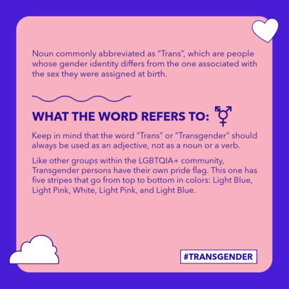 Pride Instagram Post Maker With Information About the Meaning of Transgender