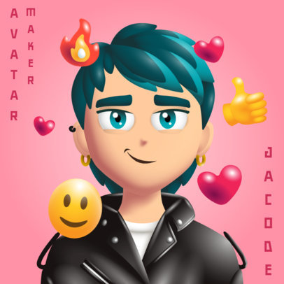 Avatar Maker Featuring a Metaverse-Themed Character with Blue Hair 5130 