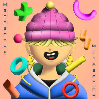 Avatar Design Template with 3D-Looking Assets Inspired by the Metaverse 5129