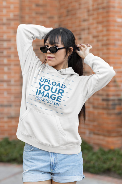Hoodie Mockup Featuring a Woman with a Long Ponytail