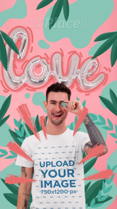 T-Shirt Video of a Young Man in a Lovely Animated Setting 5169v