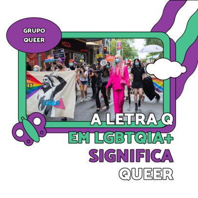 Instagram Post Design Template for a Carousel With an LGBTQ Pride Theme and a Colored Frame