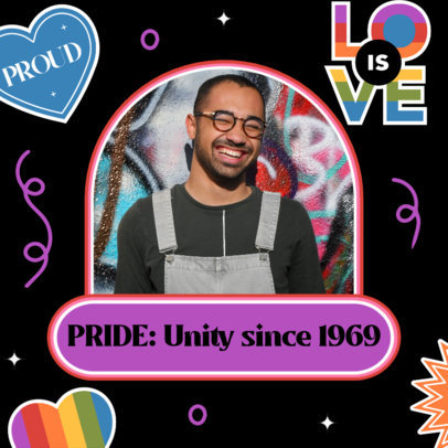 Instagram Post Template for a Carousel Featuring LGBTQ Pride-Themed Stickers and Pictures