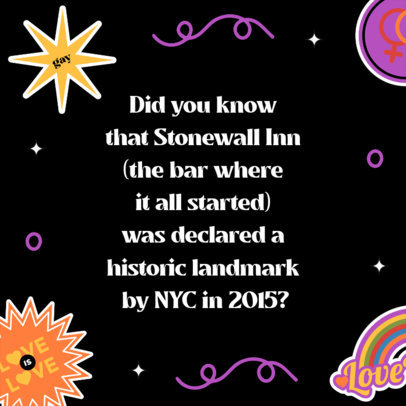 Instagram Post Maker for a Carousel Featuring Facts About Pride Month