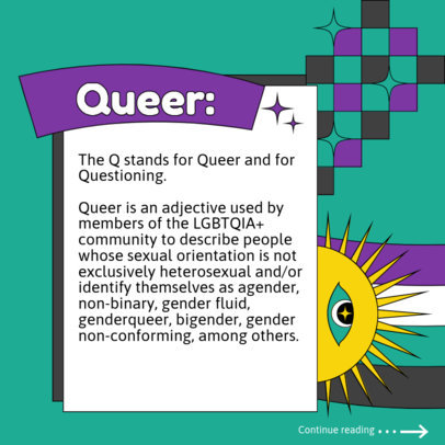 Instagram Post Template for an Informative Carousel Featuring a Queer Definition