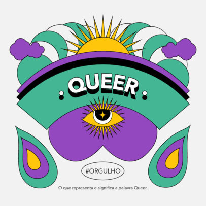 Instagram Post Generator Featuring an Illustration with a Queer Ribbon